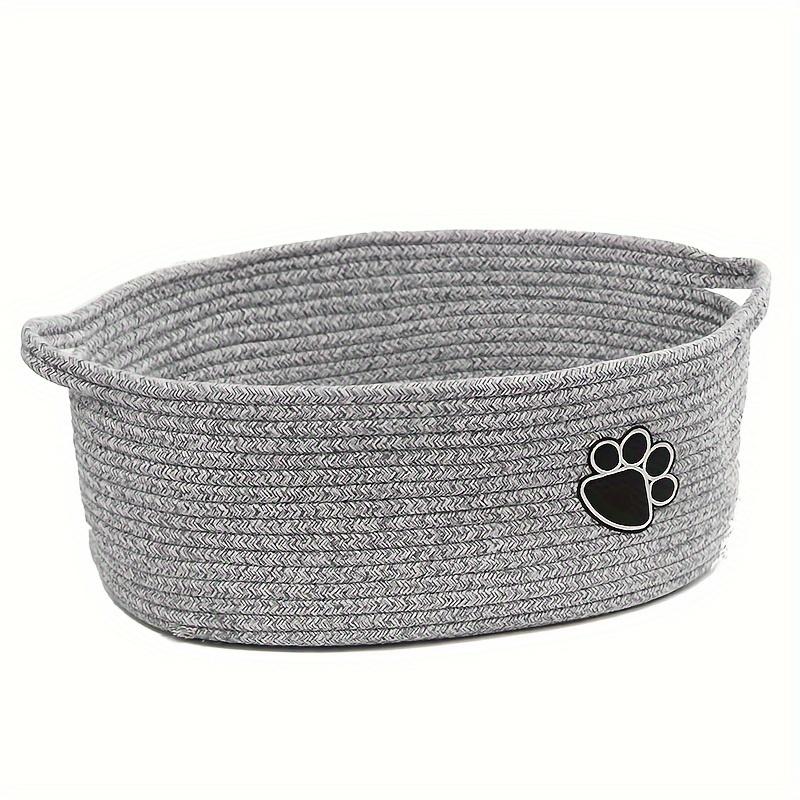 Modern Rope Storage Basket with Sturdy Handles Oval Decorative Organizer for Home, Office, Bedroom Durable Fabric, Neutral Beige Black Design