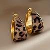 1 Pair of Retro Trendy Leopard Print Geometric Pendant Earrings, A Personalized and Creative Holiday Accessory Gift for Women