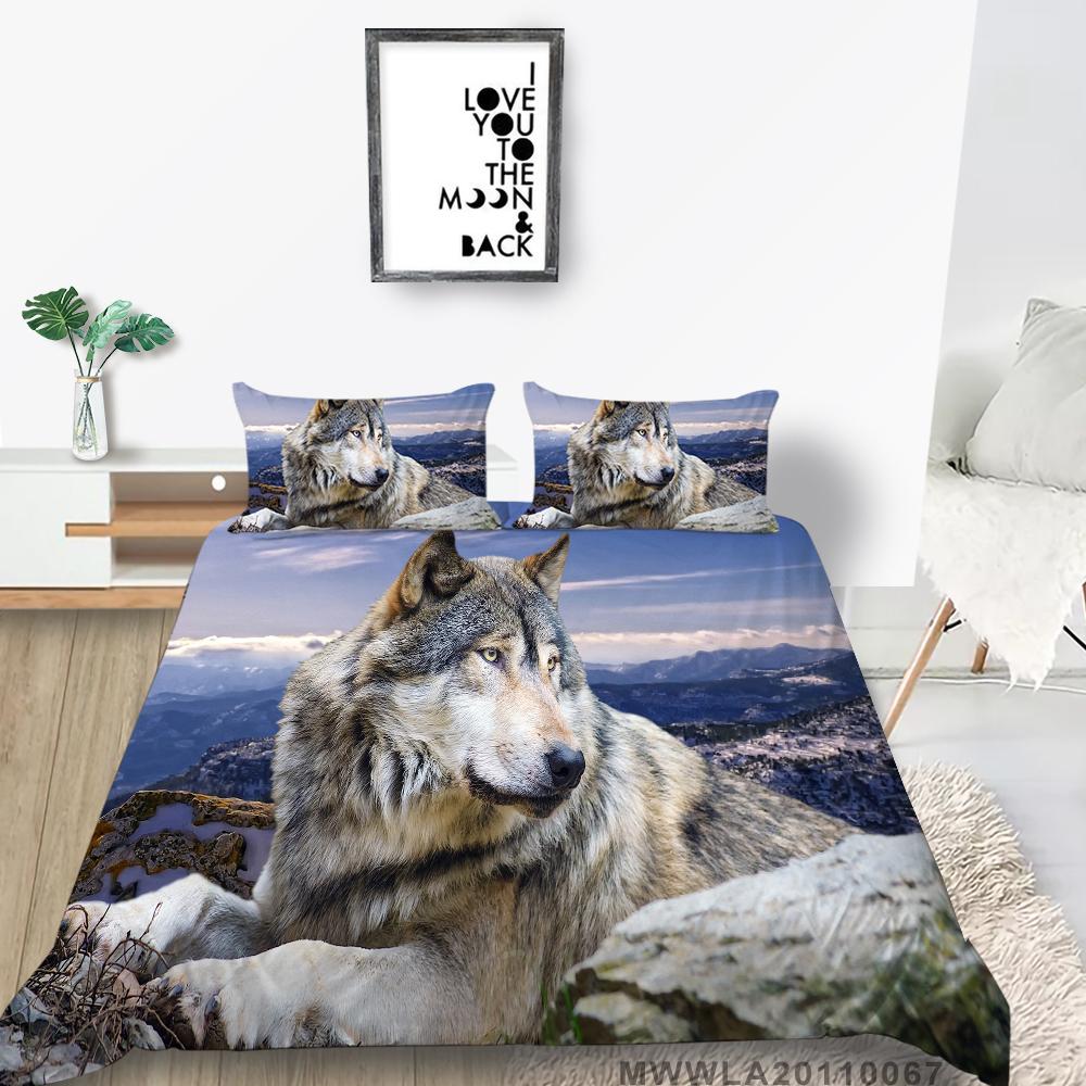 Cheap Quilt Cover Set Intrepid Wolf Printing Unique Design Home