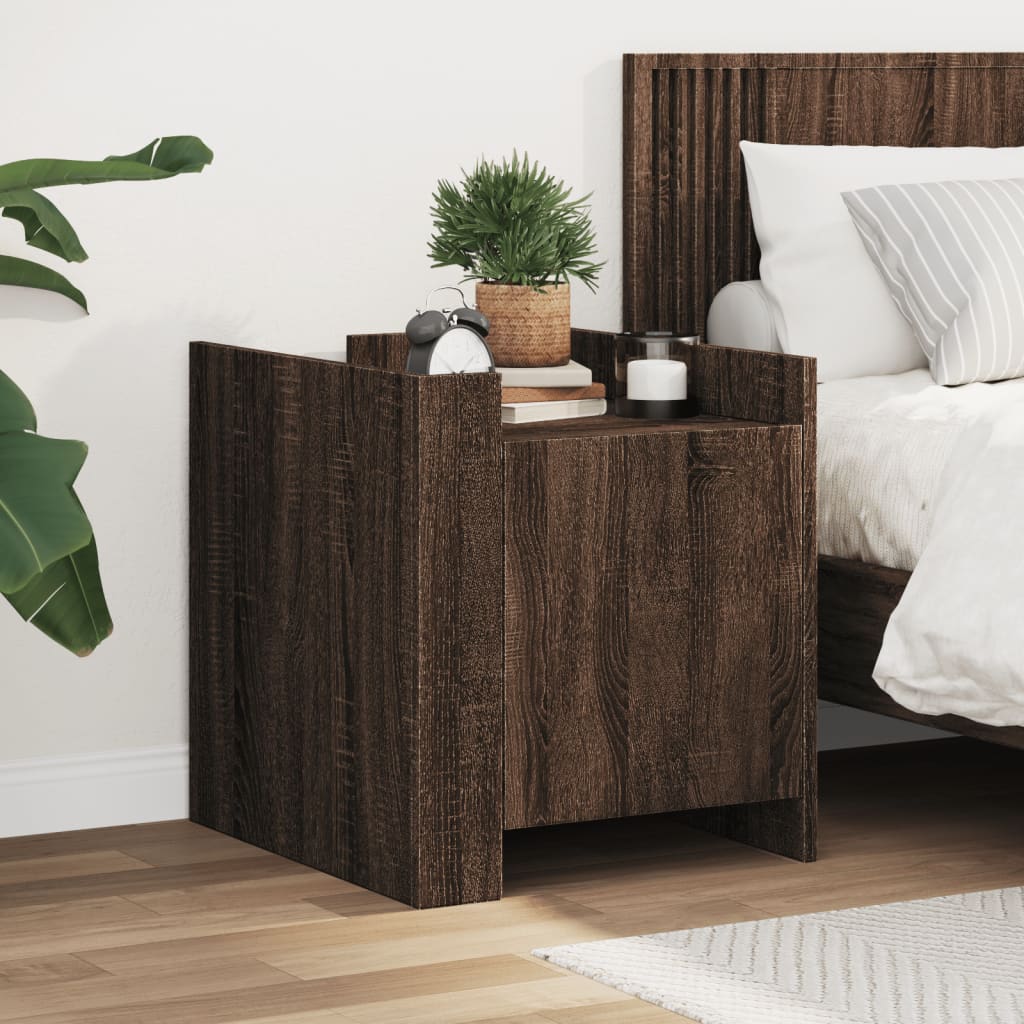 Nightstand Brown Oak Effect 45 x 50 x 50 cm Engineered Wood
