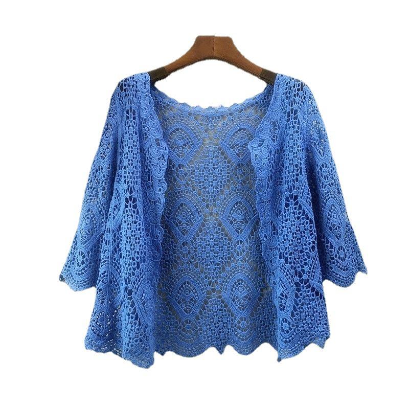 Summer 2024 Crochet Knit Cardigan: Lightweight Cotton Shawl for Sleeveless Dresses