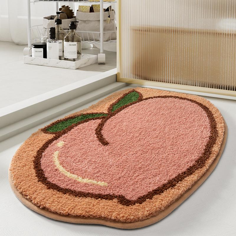 Cartoon Fruit Strong Absorbent Mat Watermelon Peach Flocking Bathroom Carpet Toilet Living Room Door Mat Quick Drying Foot Mat