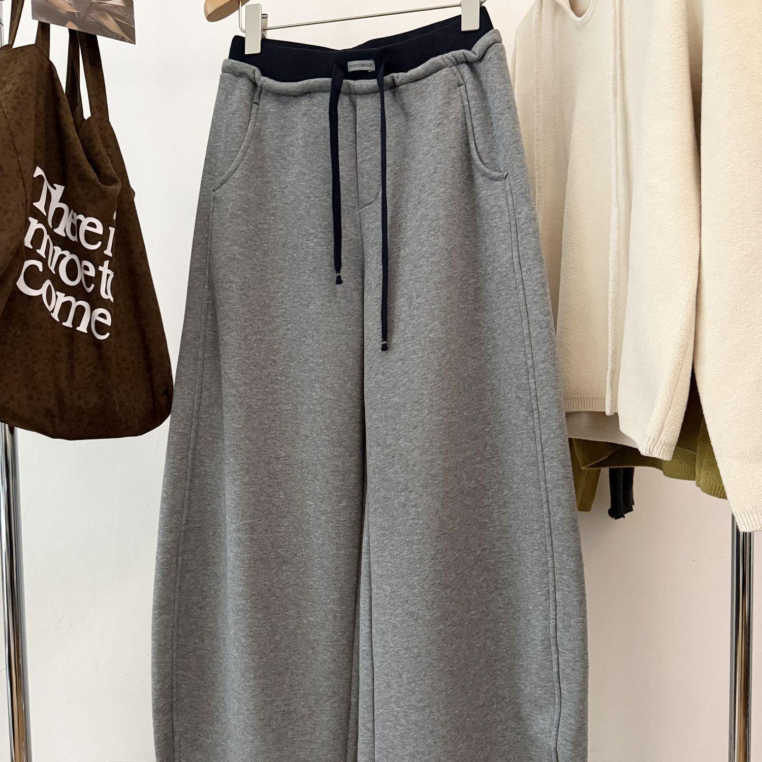 Women s Wide-Leg Curved Blade Sweatpants: Loose, Lazy-Style Casual Sports Pants 3XL (180-210 lbs)