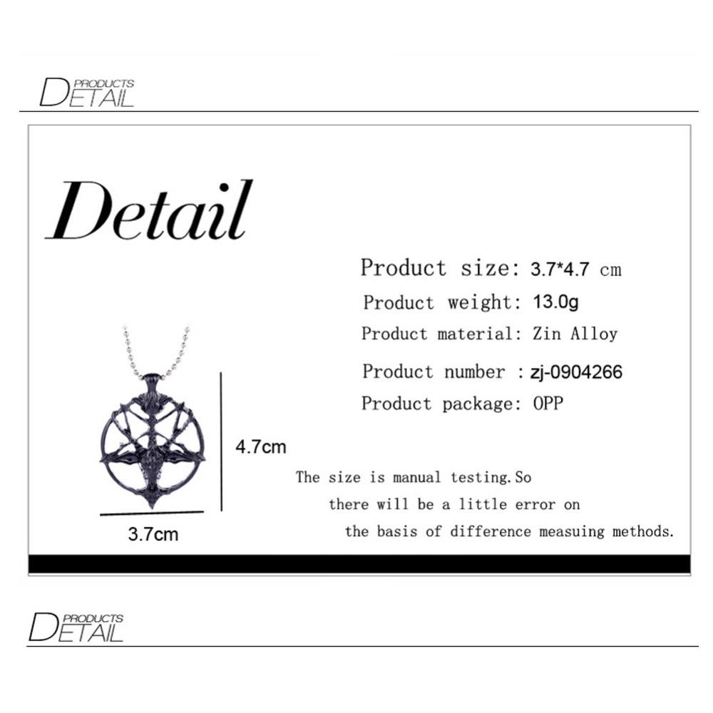 Baphomet Goat Head Pendant Necklace Inverted Pentagram Sigil Laveyan Satanic Jewelry Gothic Accessory