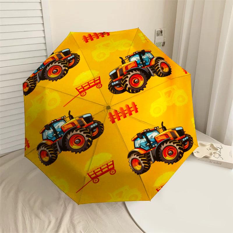 1pc Tractor Hay Pattern Umbrella Design Automatic Opening and Closing Umbrella, High-quality Travel Umbrella, C1128230