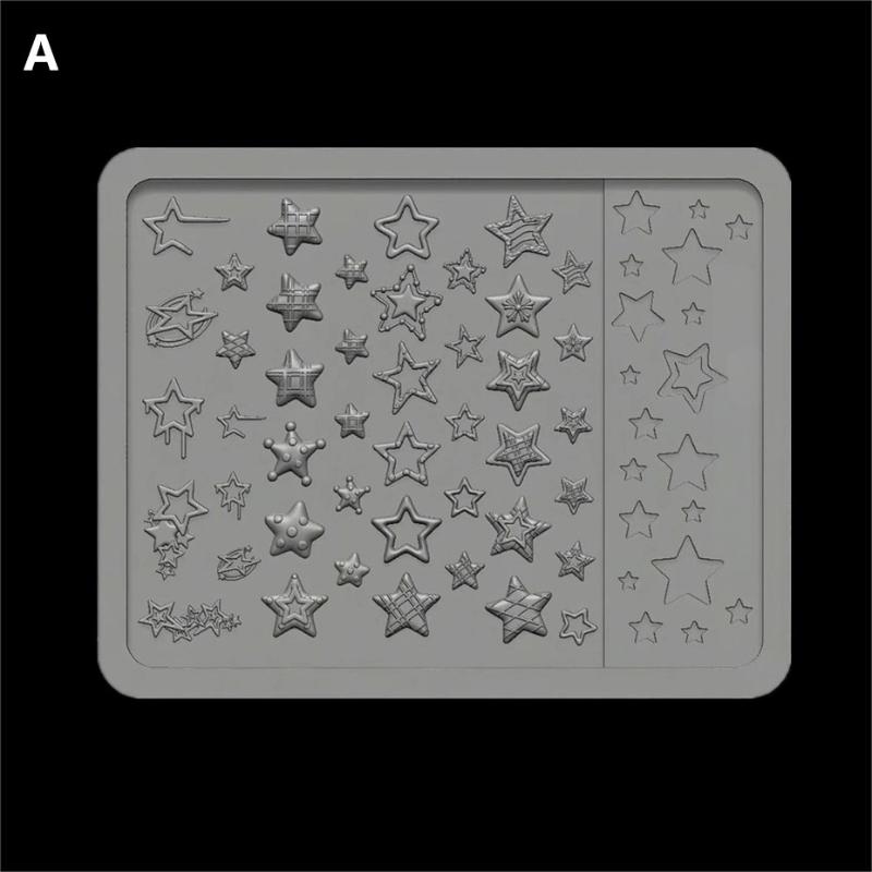 

Novel 3D Silicone Mold For Heart Star Pentagram Nail Artistry, Diy Transparent Manicure Template For Decorative Nail Trinkets