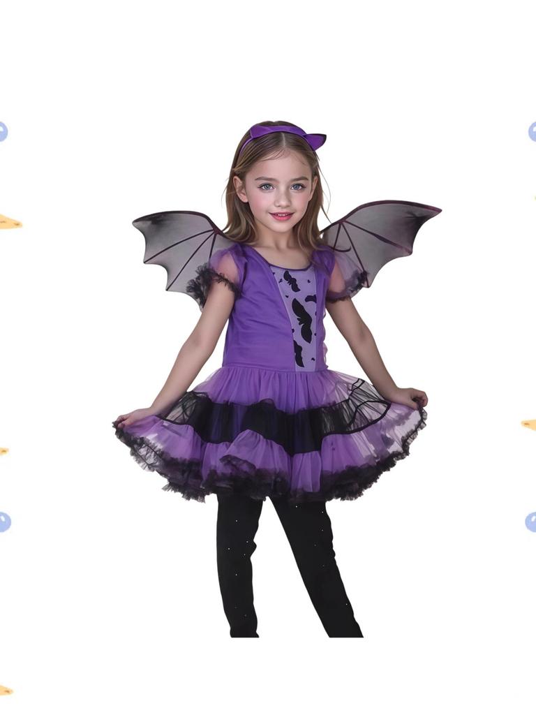 Purple Bat Girl Witch Costume - Children's Halloween Cosplay Outfit