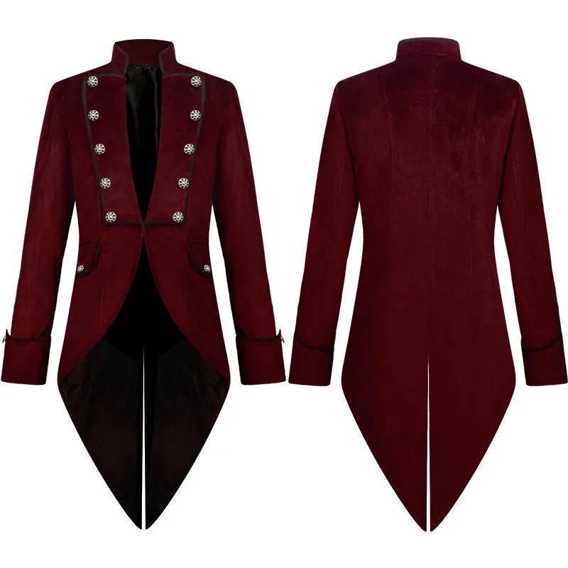 Steampunk Damen Herren Mittelalter Kleid Kostüm Stehkragen Frack Gotisch Vampir Cosplay Jacke Mäntel S-5XL