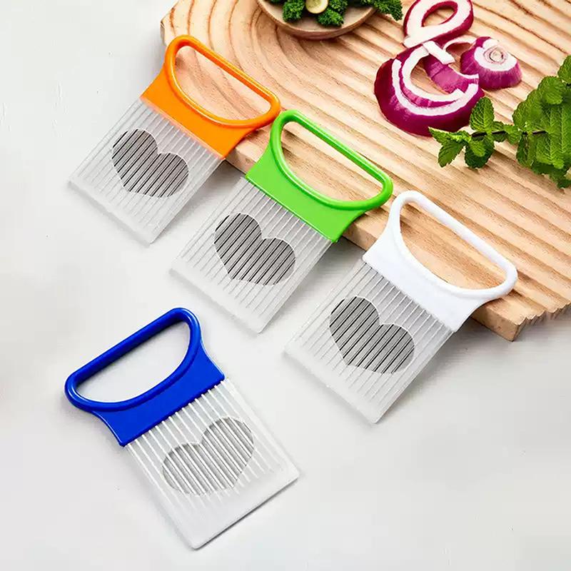 Aguja de Cebolla en Forma de Corazón Rebanadora Multifuncional de Verduras y Ayuda para Rebanar Frutas y Verduras