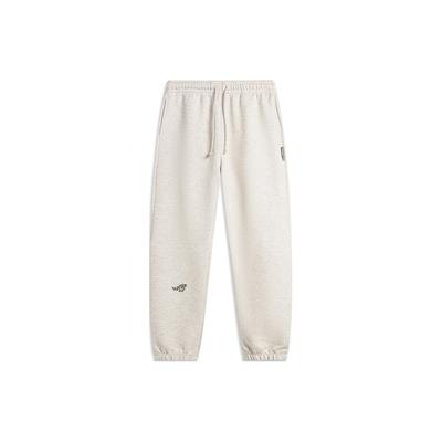 Li Ning Série Basquetebol Bad Five Calças Esportivas de Tricô com Cordão de Cor Sólida Masculino Partes de Baixo Cinza Claro Cáqui AKLU091-4