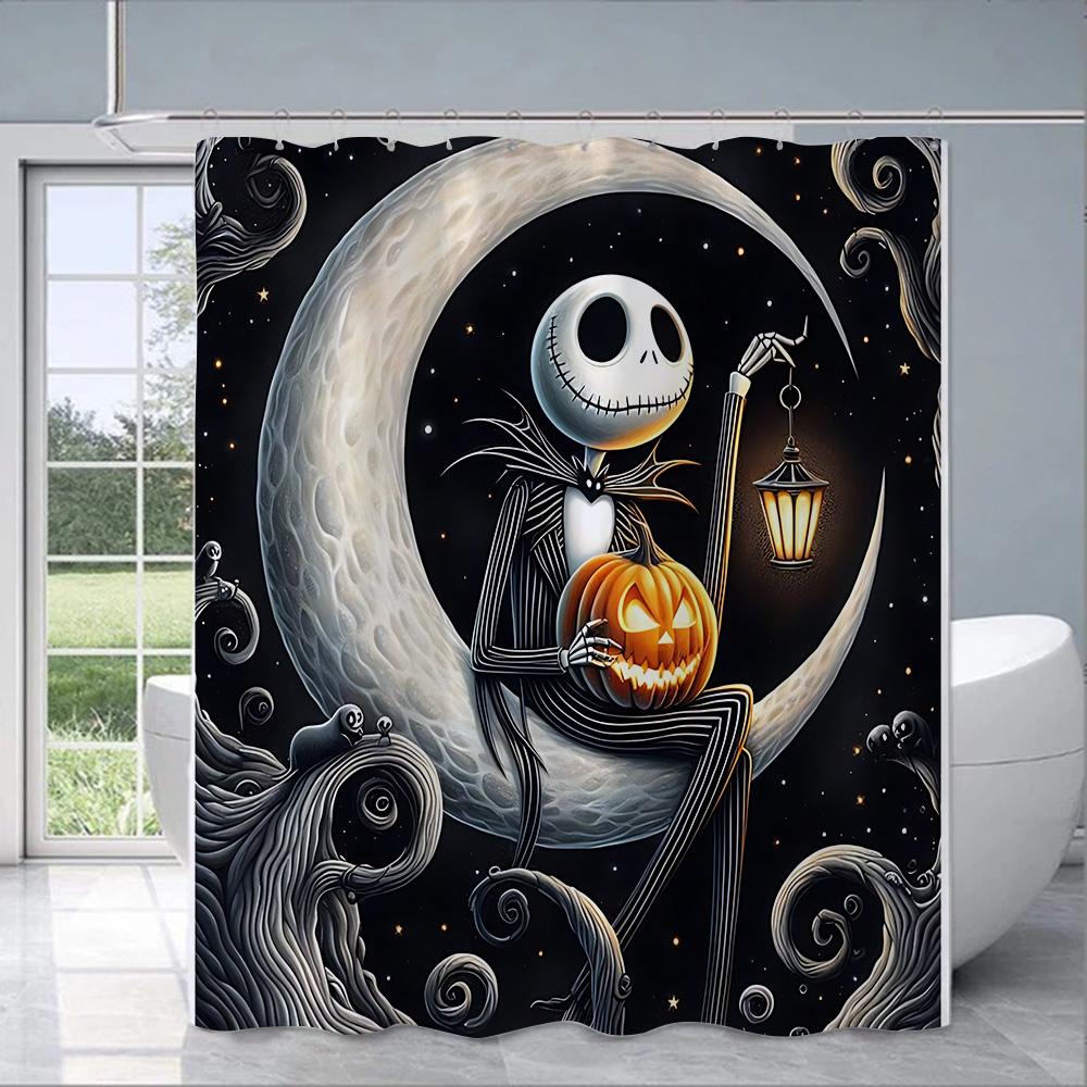 Dusche Jack Skellington Vorhang Wasserdicht Polyester Stoff Farbe Bunt Badezimmervorhänge Haus Badezimmer Dekor Vorhang Mit Haken