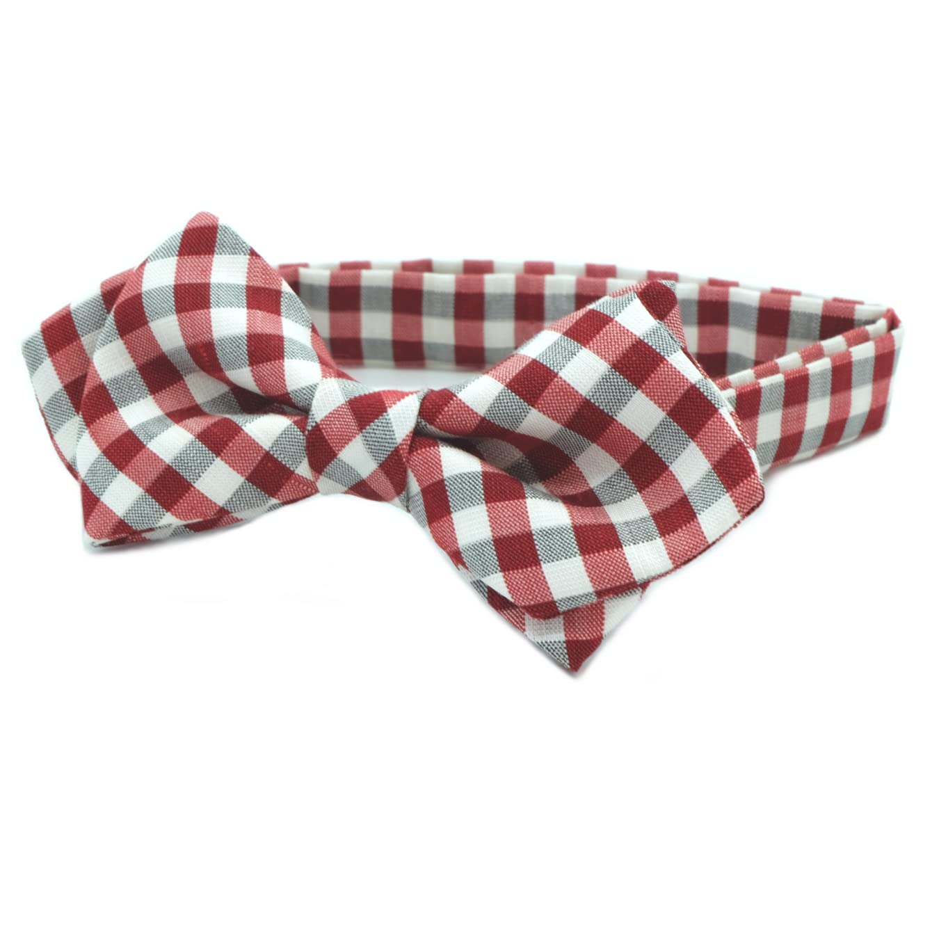 

[D+Arts] Мильный и стильный красный галстук-бабочка, узор в клетку из шелка и льна, простая застежка, сделано в Японии (красный)