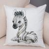 Watercolor Cute Animal Cushion Cover Sofa Home Decor Zebra Giraffe Hippo Monkey Lion Fox