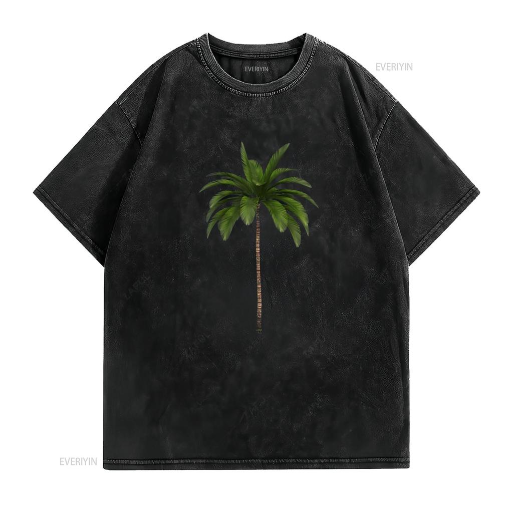 Tropical Palm Tree T Shirt vintage Washed Slightly graphic Soft streetwear Unisex Stylish designer clothes Casual Versatile
