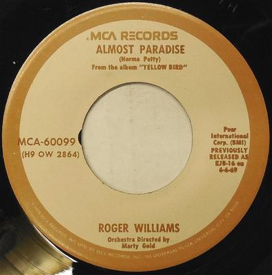 7-Zoll Schallplatte ROGER WILLIAMS - Almost Paradise MCA60099 MCA Records US Pop Gebraucht