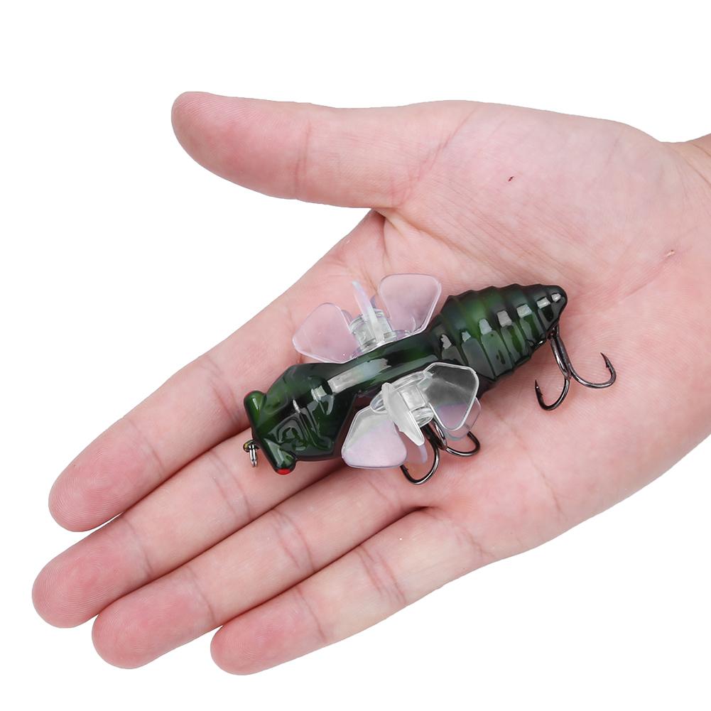 Hard Fish Lure Bionic Cicada Shape Fishing Bait with Rotating Spins Propeller Treble Hook