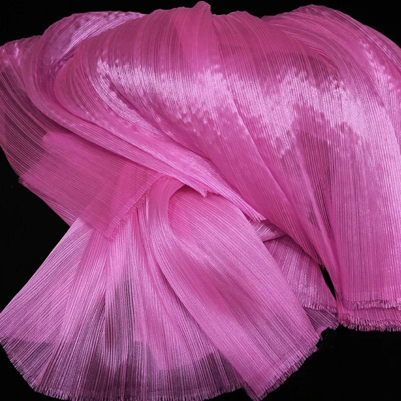 100x145cm Jasná Plisovaná Organza Látka Šít Svatební Šaty A Módní Plisované Síťoviny, DIY Tvar Pevné Designové Látky