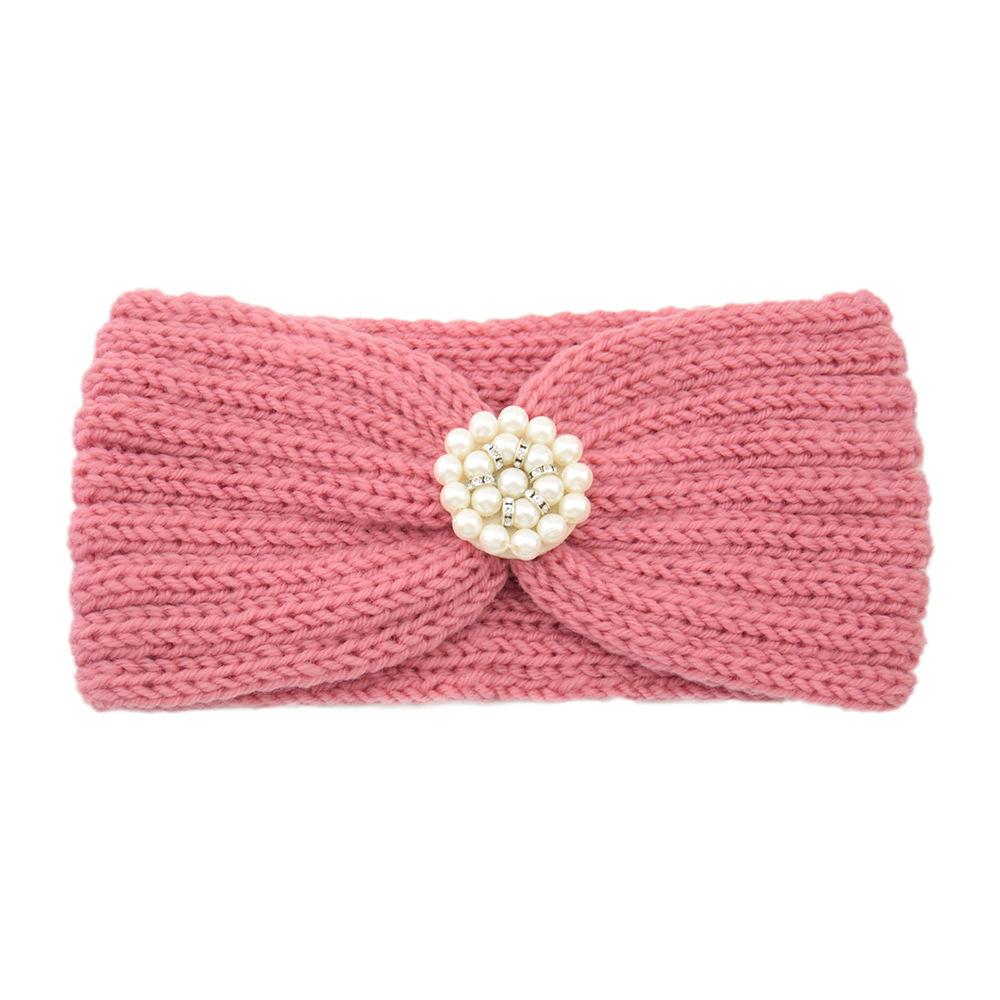 Sweet Elegant Pearls Knitting Cross Knot Headband For Women Autumn Winter Warm Ear Warmers Wide Headwrap Makeup Hair Accessories