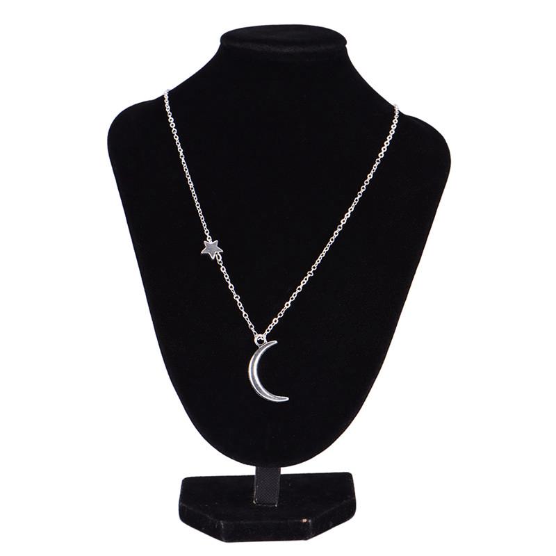 Moon Star Pendant Necklace Choker Necklace Gold Silver Long Chain Women Jewelry