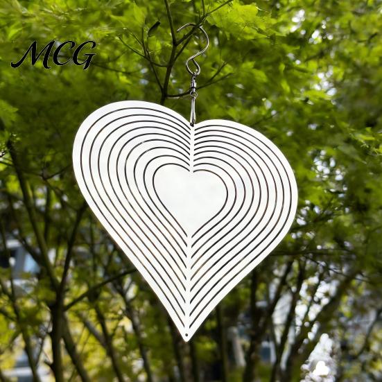 Wind Spinner Outdoor Stainless Steel Reflective Spinners Garden Decor, Sparkly Chime, Decorative Metal Art Yard Patio Farm Heart Gifts for Mom, Women