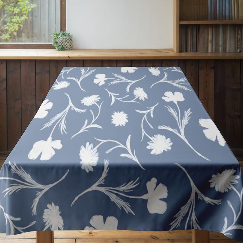 Waterproof Tablecloth Blue Floral Design Washable Table Cover Dining Table Decor Kitchen Table Runner Home Textiles Party Suppli
