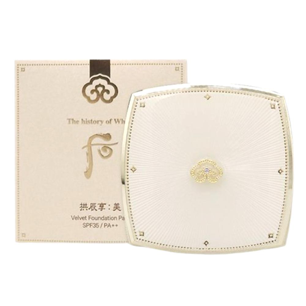 The History of Whoo Gongjinhyang Mi Velvet Foundation Pact SPF35 PA++ 10g Korean Herbal Long-Lasting Compact Foundation K-Beauty(Shade 21/23)