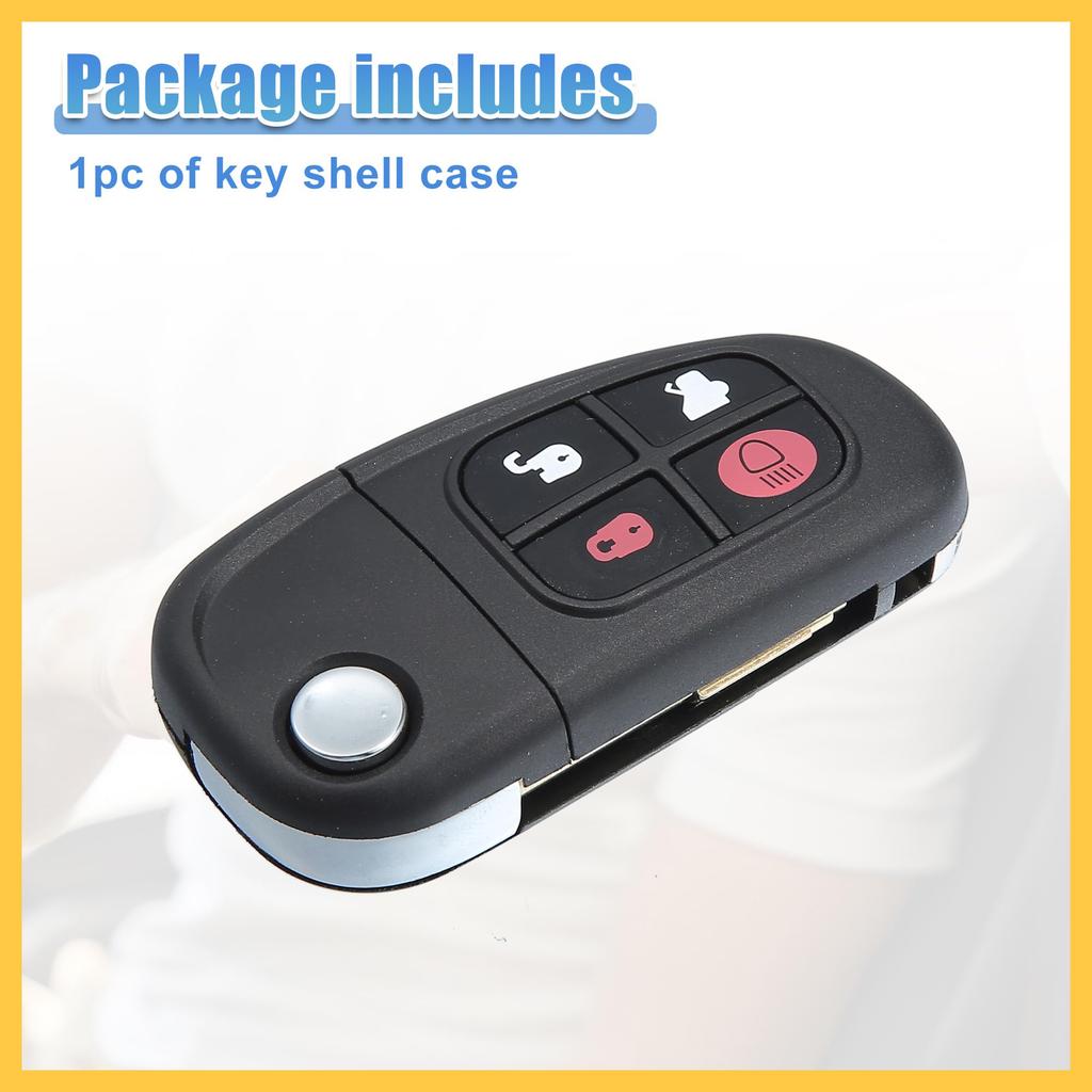 REPAIROCK Keyless Entry Remote Key Fob Shell Case Cover for Jaguar XJ8 and Jaguar Car Replacement 4-Button S-Type 2001-2008 X-Type 2002-2008. Black,