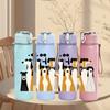 1PC Violin Silhouette Art 750ml Color Plastic Sports Water Bottle Leakproof Flip Straw Lid Suitable for Sports Office Home Use