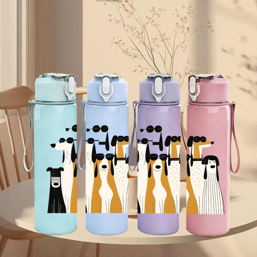 1PC Violin Silhouette Art 750ml Color Plastic Sports Water Bottle Leakproof Flip Straw Lid Suitable for Sports Office Home Use