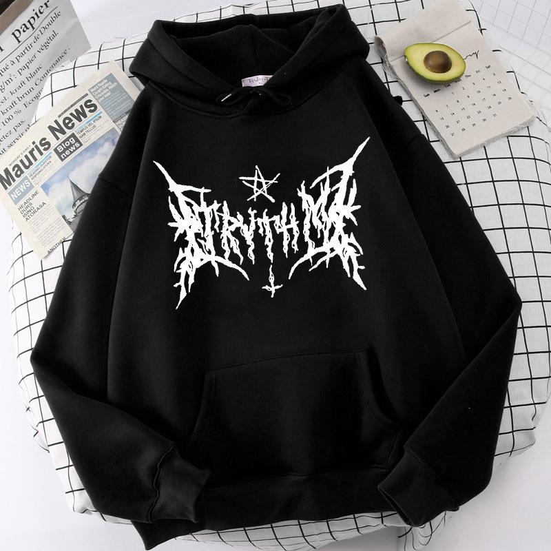 

American dark high street print hooded sweater hip hop retro loose couple casual autumn and winter coat XXXXL