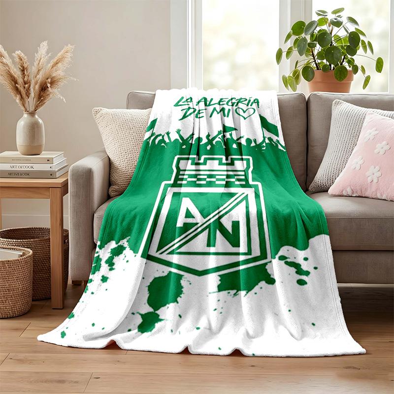 Atletico Nacional Blanket Flannel Blanket Soft Cozy Plush Throw for Sofa Bed Lightweight Home Decoration