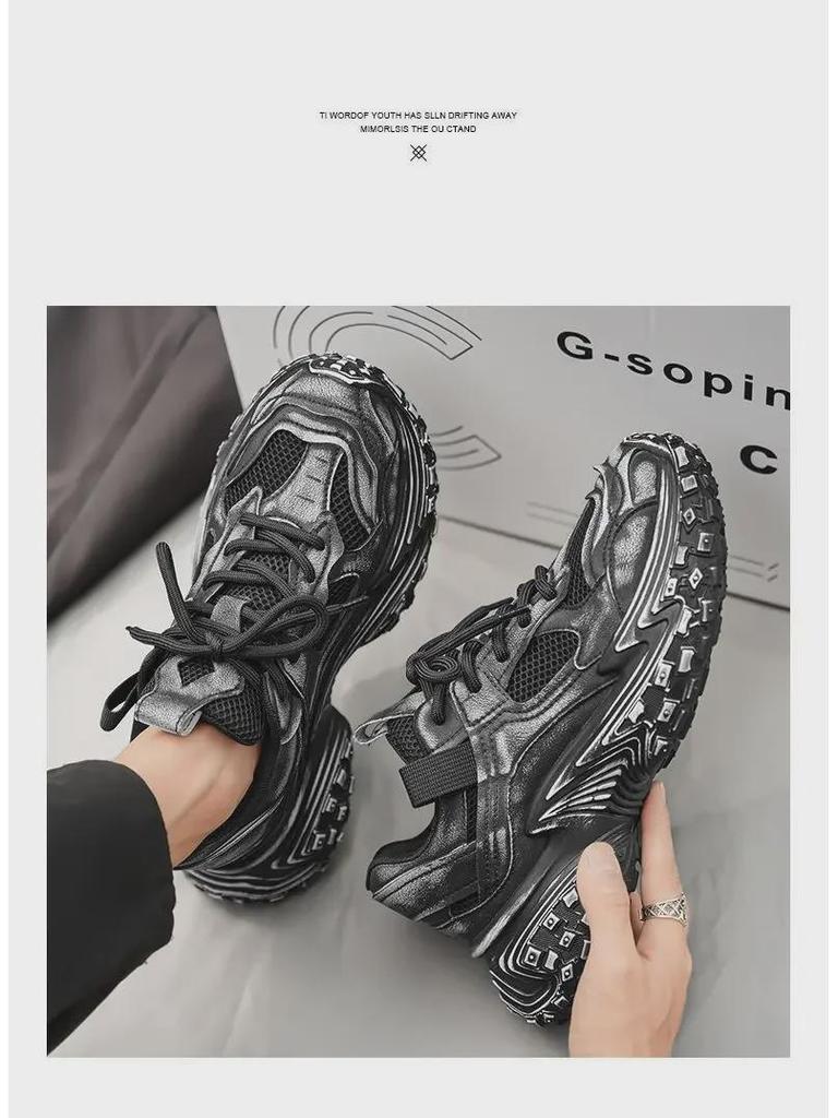 Retro Youth Men’s Thick-Soled Dad Shoes - Summer 2024 Trendy Height-Boosting Sneakers