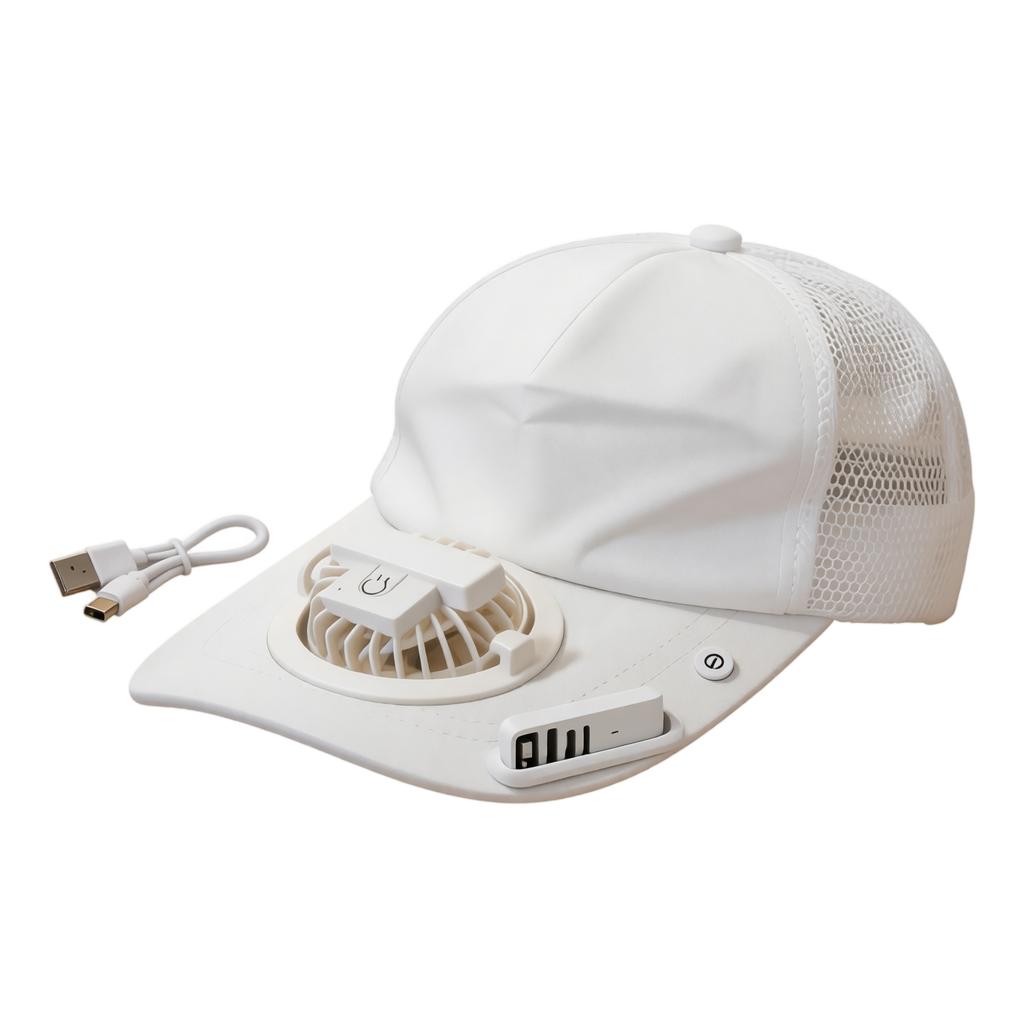Summer USB Rechargeable Fan Hat Adjustable Outdoor Baseball Cap with Three-Speed Fan for Adult Men and Women Sun Protection Breathable Mesh