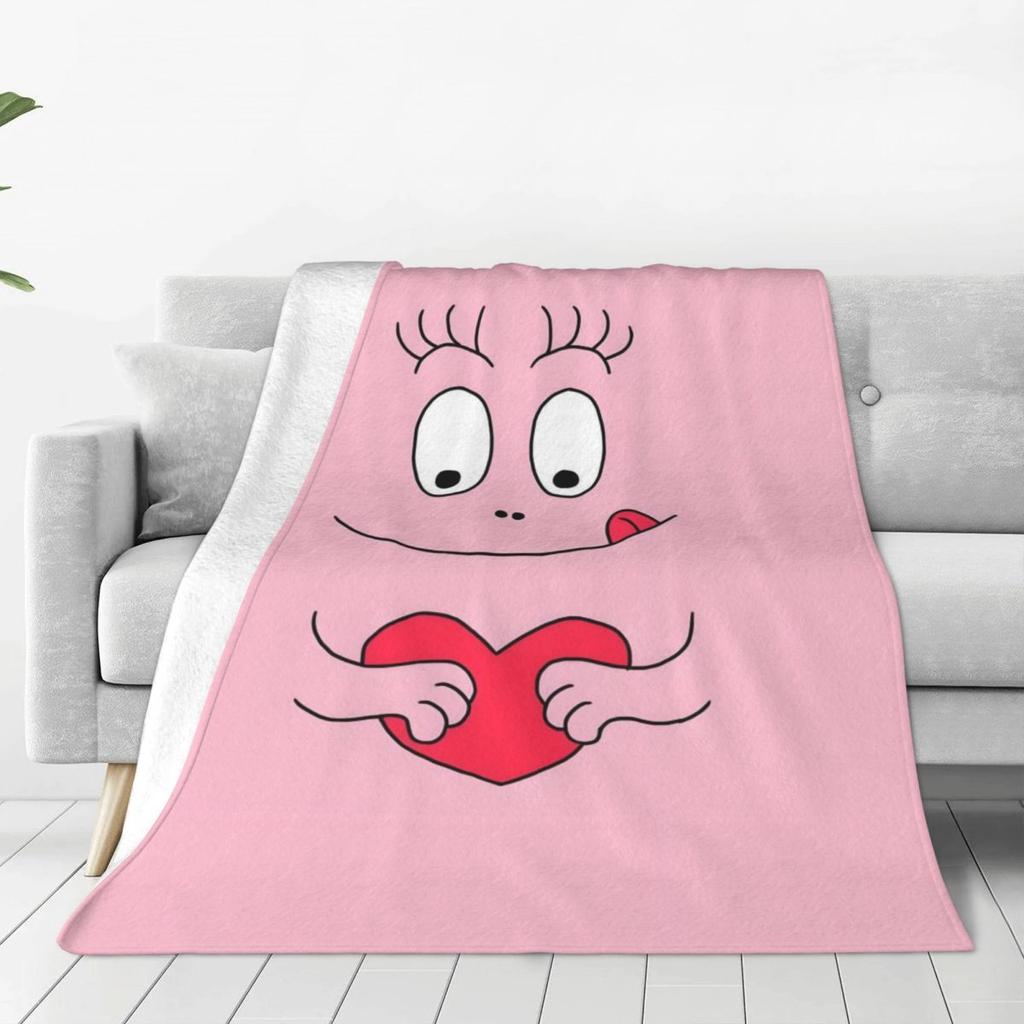 Custom Funny Cartoon Barbapapa Wallpaper Blankets Warm Flannel Throw Blanket For Sofa Office Bedspreads