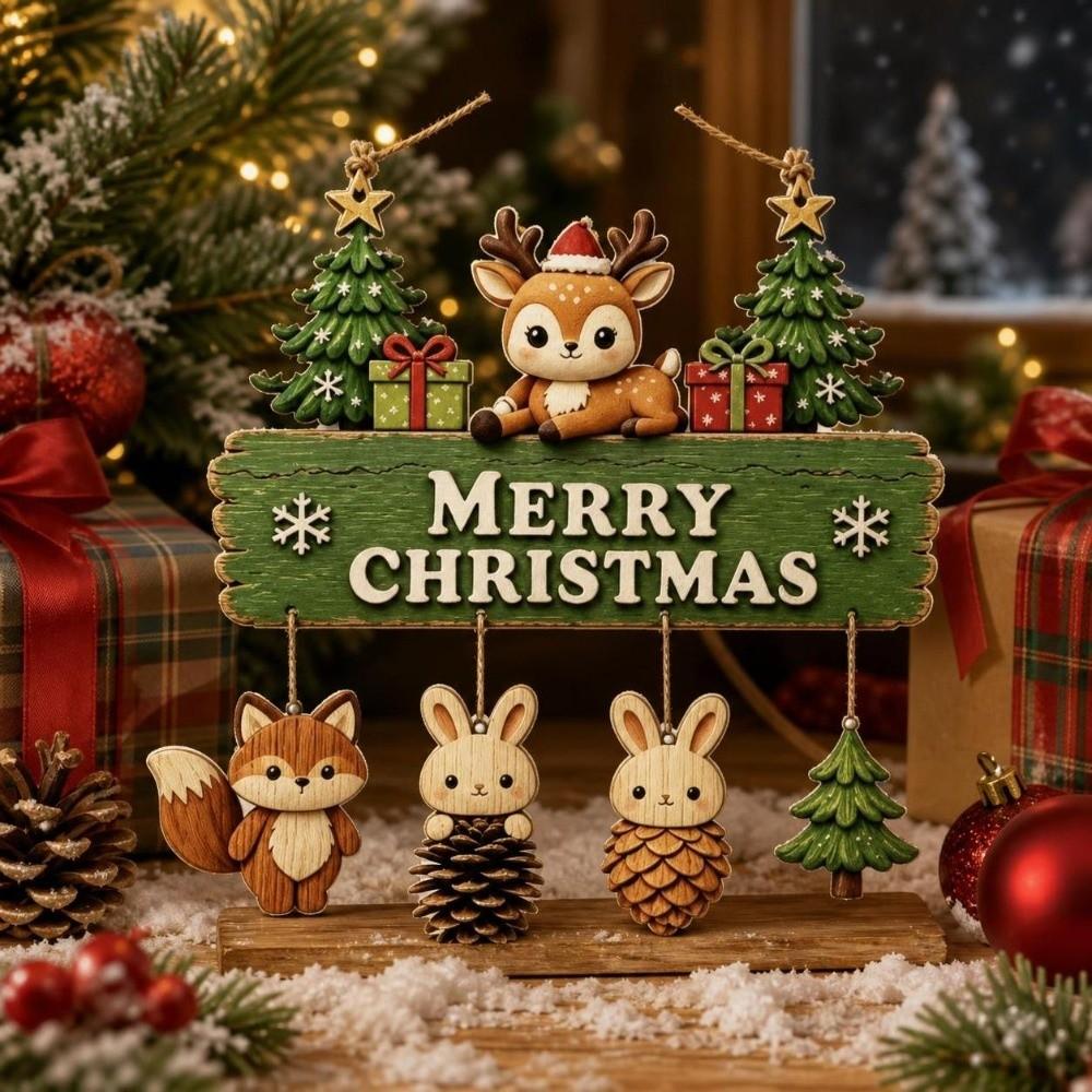 Reindeer Christmas Door Hanging Santa Claus Xmas Wall-mounted Pendants  Wall Decor