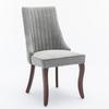 Rayon Cloth Flocking Linen Dining Chairs with Curved Solid Wood Legs, Set of 2 (Gray), DE1847GY