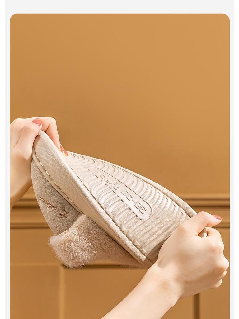 Women's and Men's Indoor Cotton Slippers: Warm, Plush, Thick Sole, Non-Slip for Autumn and Winter.