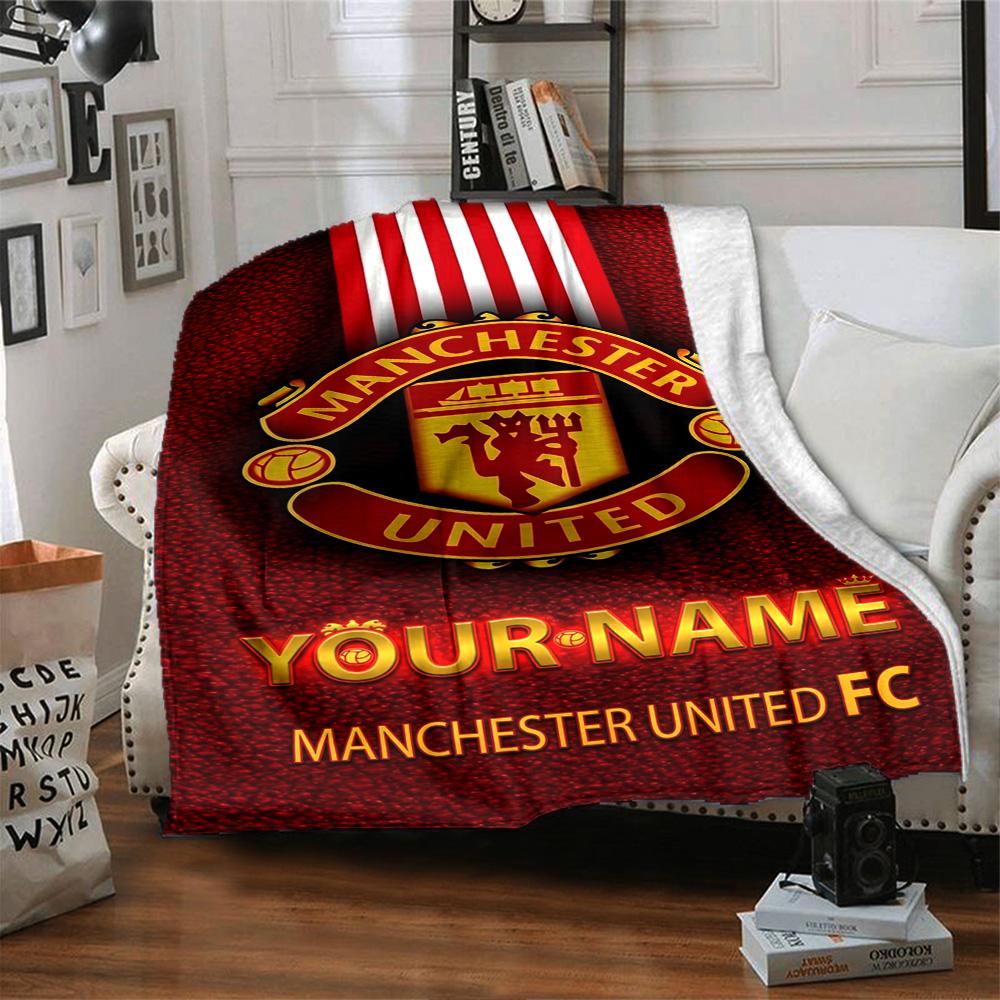 Manchester Customize Your Name Blanket Gift Customizable Blanket Soft Warm Cozy Perfect for Seaside Couch Office Living Room Four Seasons Multipurpose