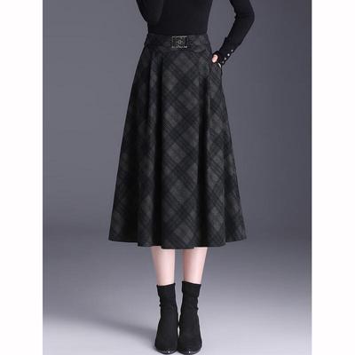 Damen Eleganter Retro Karomuster High-Waist A-Linien Rock