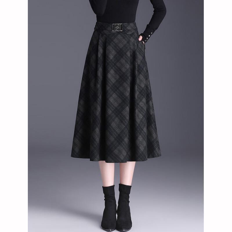 Женская элегантная ретро клетчатая юбка А-силуэта с высокой талией S