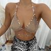 Transition Sexy Bar Club Chest Necklace Body Chains Sexy Street Wear Fashion Air Drill Tassel Vest Gold