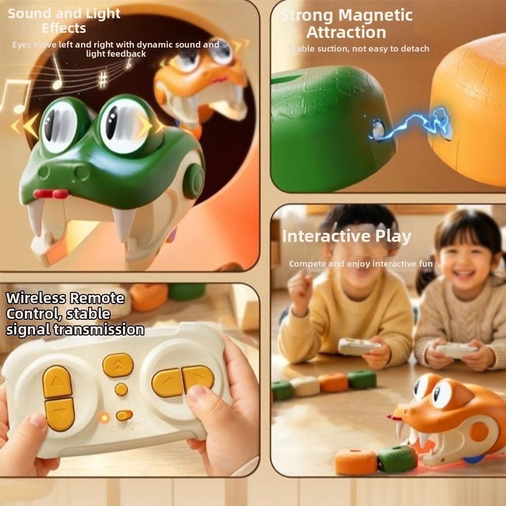 Eyes Rotate Remote Control Snake Toy Two Speed Modes Magnetic Food Collecting  Segmented Body