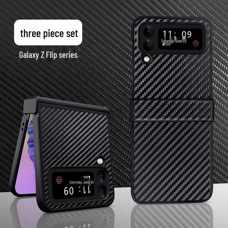 Carbon Fiber Leather Case for Samsung Z Flip7/Z Flip5: Full-Coverage, Anti-Fall Protection for Folding Screen