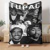 1pc 2PacHip Hop Blanket Soft Lightweight All Season Multi Purpose Throw for Sofa, Bed, Office & Picnics, French Style with Iconic Album Art & Quotes