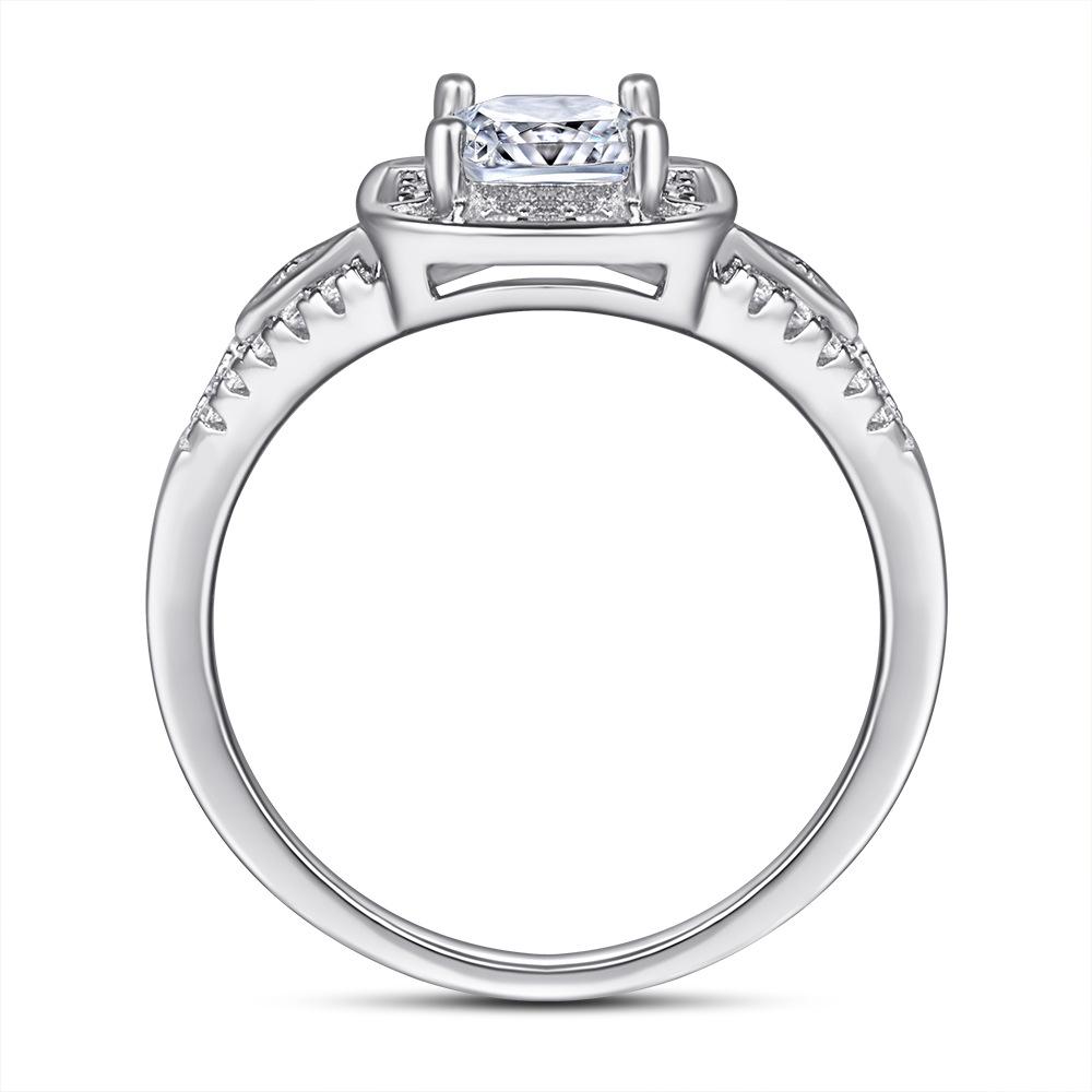 Princess Square Row Diamond Ring - Women's S925 Sterling Silver Micro-set Zircon Square Diamond Ring
