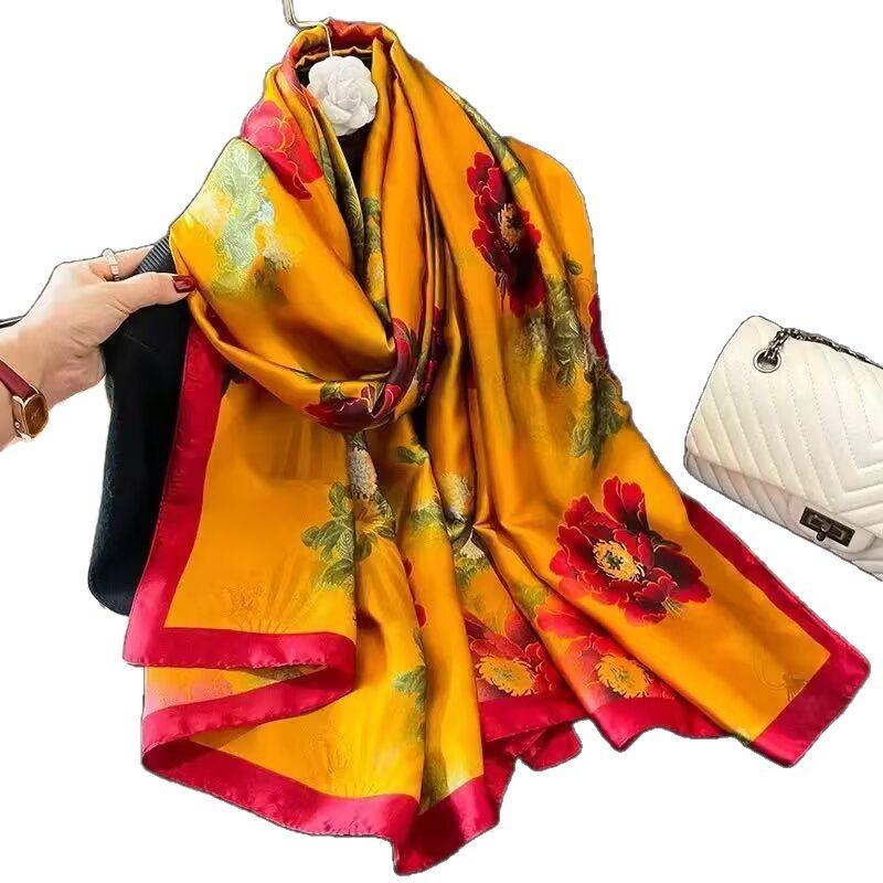 Satin long scarf 181cm * 81cm Women's Day gift spring and autumn temperament shawl scarf