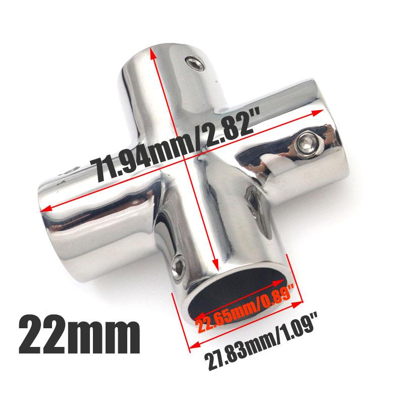 

Фитинги для поручней для лодок, 4-ходовой крестообразный трубный соединитель, тройник для трубы 7/8 1 , прочная морская нержавеющая сталь марки 316