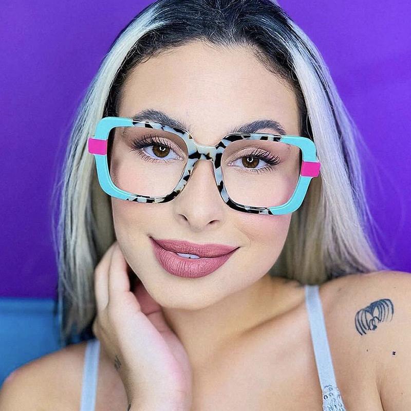 Color Matching Personalized Women's Fashion Glasses Transparent Lenses Retro Trend Suitable for Daily Travel Accessories