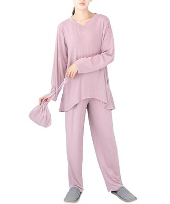 ON NISHIKI Reise-Pyjama mit langem Stretch-Oberteil und Hose Loungewear Damenbeutel, Kompakt, Ärmel, Stoff, Knitterarm, Unterteile, Set,