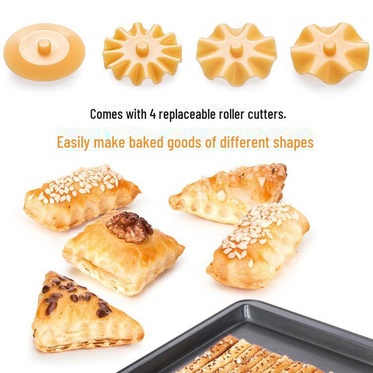 Baking Tools: 4-in-1 Pizza & Pie Crust Cutter with Flower Roller